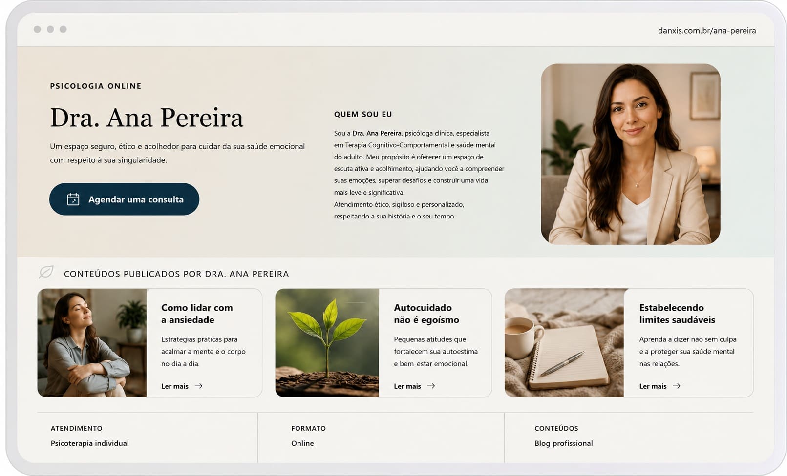 Preview de perfil profissional